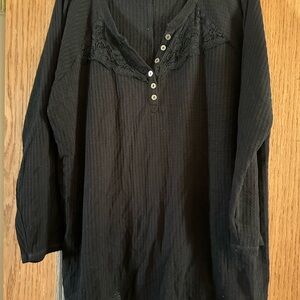 Torrid Black Long Sleeve Henley Tee